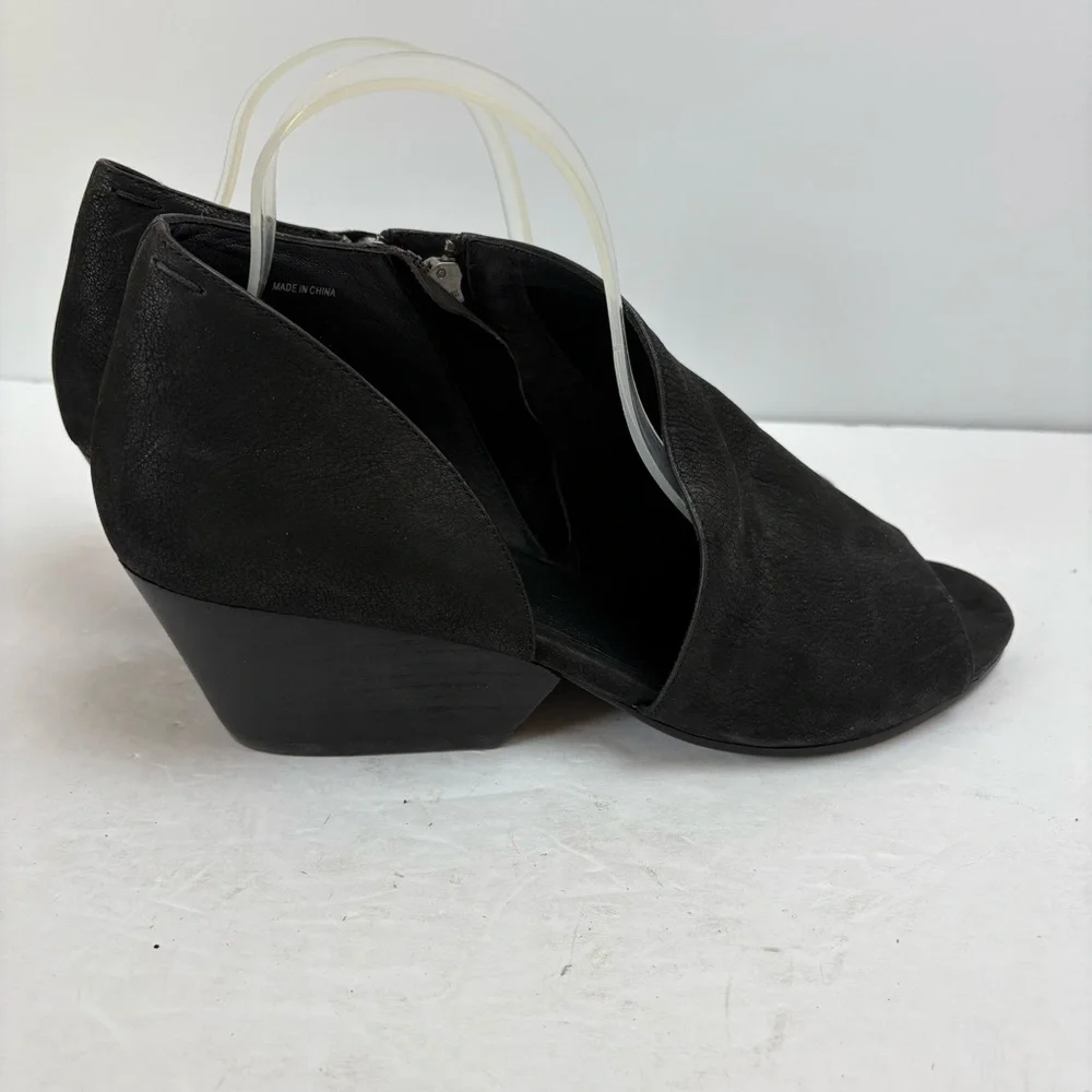Eileen Fisher Black Nubuck Fig Open Toe Booties Wedge Women’s size 11